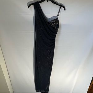 Navy blue elegant lace dress